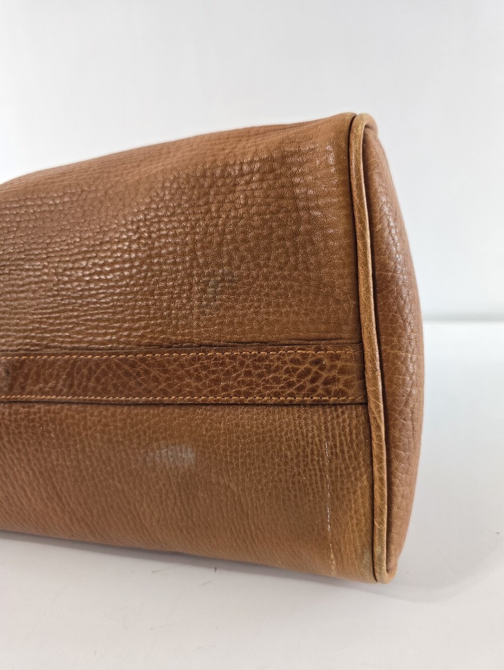 Ralph Lauren Vintage Speedy Dr Bag Pebble Saddle Tan Leather Satchel VTG 90s - Picture 8 of 16